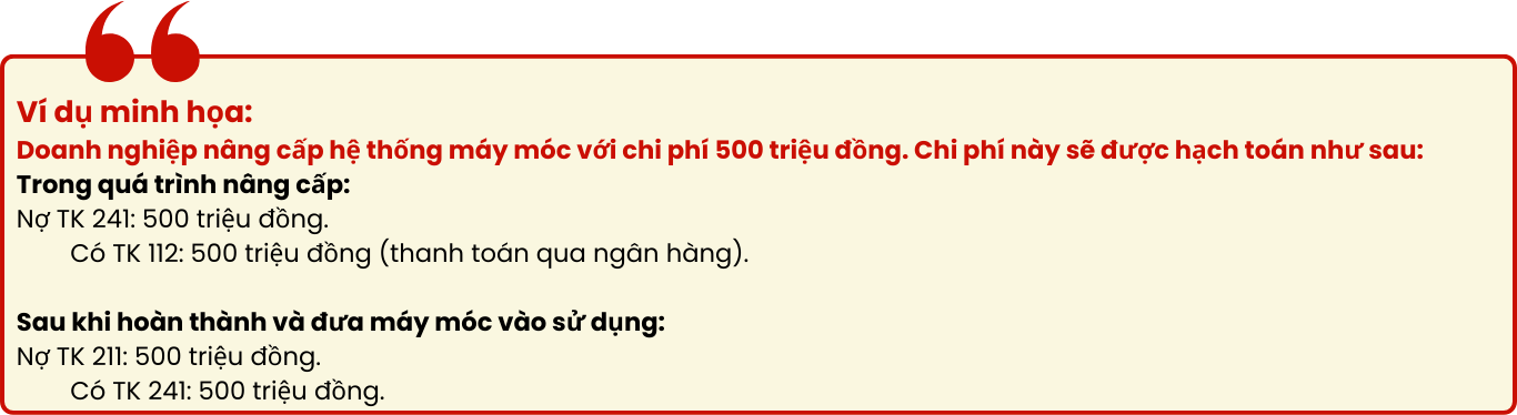 Hạch toán nâng cấp tài sản cố định 1